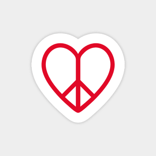 Love and peace, red heart with peace sign Magnet