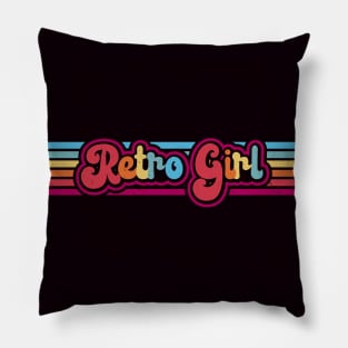 Retro Girl Rainbow Stripes Pillow