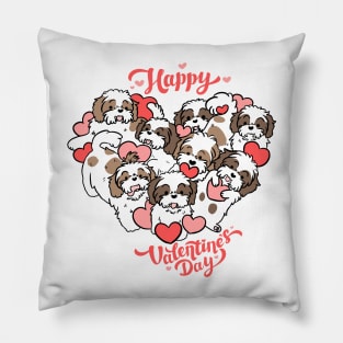 Happy valentines day cute shih tzu heart Pillow