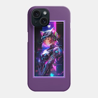 Anime Cute Cat Girl | Quality Anime Girl Artwork | Sci-Fi Manga Girl Anime Art Phone Case