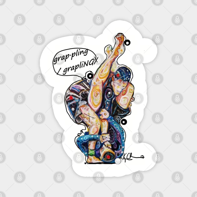 Grappling Game - Jiu Jitsu Art By Kim Dean Magnet by KimDeanArtist