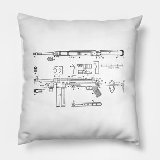 MP40 Submachine Gun Diagram (black) Pillow