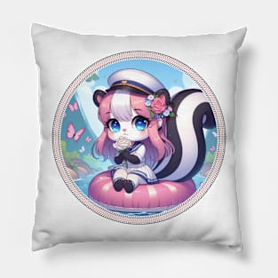 Cute Skunk Sailor Girl Pillow