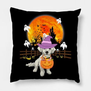 Poodle Dog Witch Halloween Pumpkin Pillow