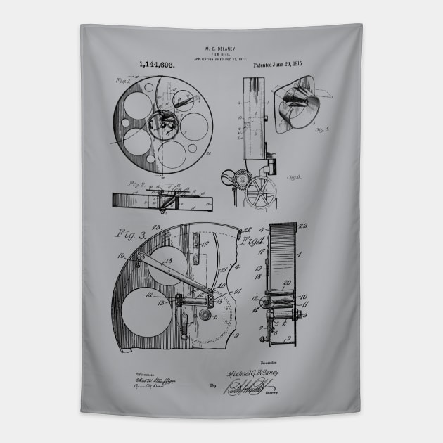 Movie Film Reel Patent Blueprint Apparel 1915 Tapestry by MadebyDesign