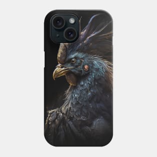 Rooster Portrait Animal Nature Wildlife Dark Painting Wild Spirit Phone Case