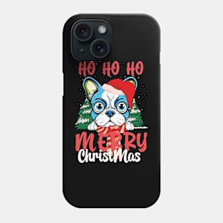 Boston Terrier Bleu Happy Xmas Phone Case