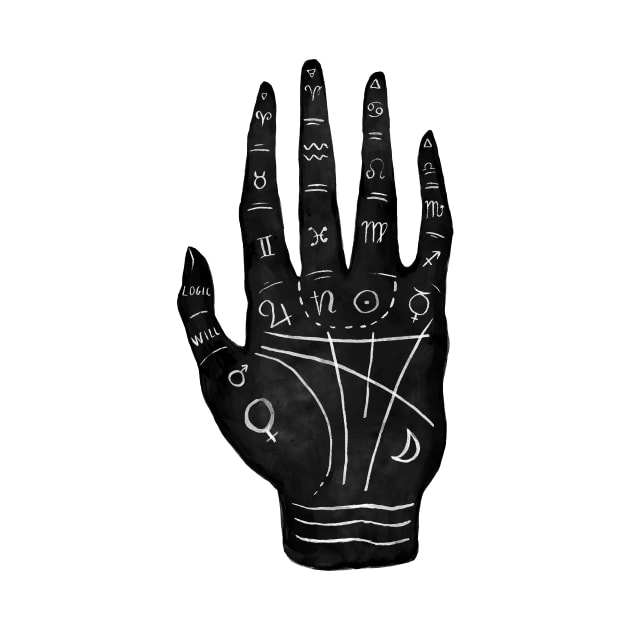 Palm Reading Chart - Black on White by Serena Archetti