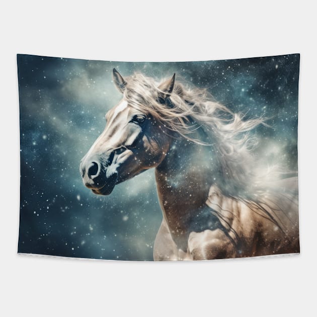 Horse Wild Animal Majestic Wilderness Surrealist Tapestry by Cubebox