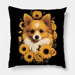 Dog Sunflowers Pillow