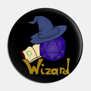 Wizard d20 dice Pin