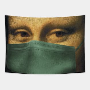 Mona Lisa in Face Mask Pandemic (Leonardo da Vinci Painting) Tapestry