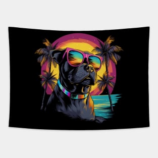 Retro Wave Pitbull Terrier Dog Shirt Tapestry