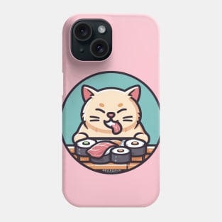 Cat eating Sushi Phone Case