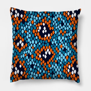 Snakeskin Pattern (Blue and Orange) Pillow