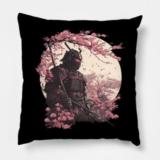 Aesthetic Vintage Samurai Japanese Art Samurai Retro cherry T-Shirt Pillow