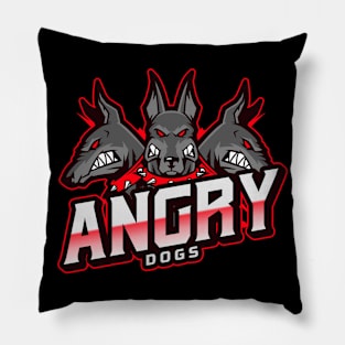 Three Angry dogs Pillow