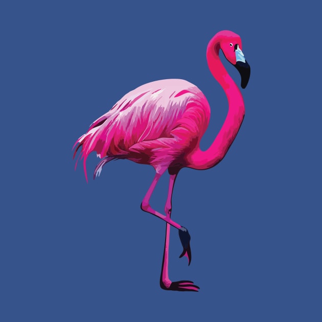 Pink Flamingo on Purple by Geminiartstudio