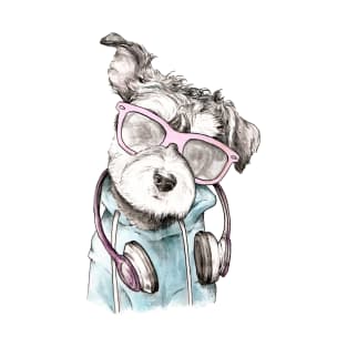 Hipster Schnauzer Pup T-Shirt