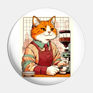 Cat barista making a coffee Pin