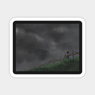 girl in a field (storm) Magnet