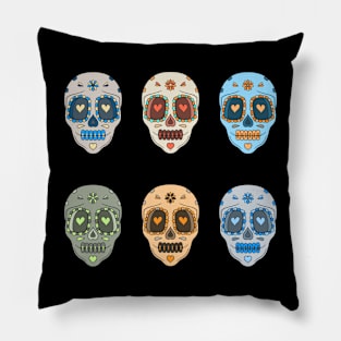 Colorful Day of the Dead Patterned Candy Skulls Pillow