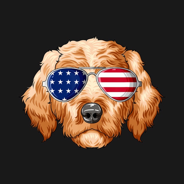 Patriotic Goldendoodle American Flag Glasses 4th July by crowominousnigerian 