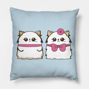 Cute cat couple valentine Pillow