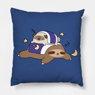 Sleepy Pug and Sloth Pillow