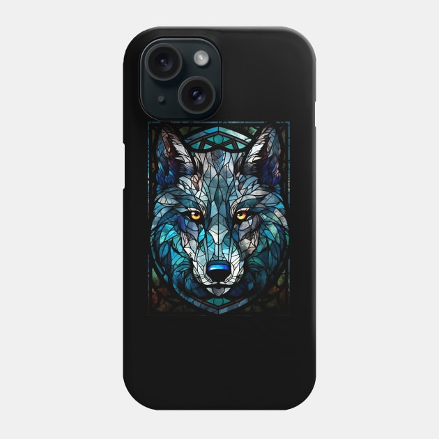 Blue wolf face Phone Case by Jeff NZ