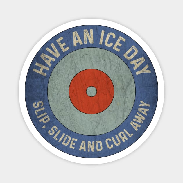 Have An Ice Day Vintage Curling Player Magnet by All-About-Words