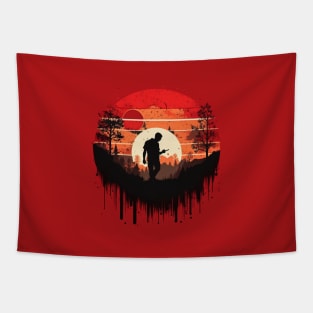 Vinyl LP Music Record Sunset Red illustration Tapestry