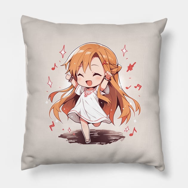 chibi asuna dancing Pillow by WabiSabi Wonders