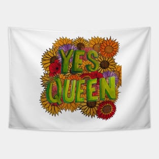 Yes Queen w/ Flowers Tapestry