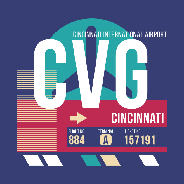 Cincinnati, Ohio (CVG) Airport Code Baggage Tag E by SLAG_Creative