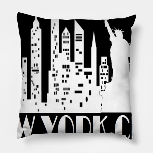 New York City Skyline - WHITE Pillow by curlygirztees1