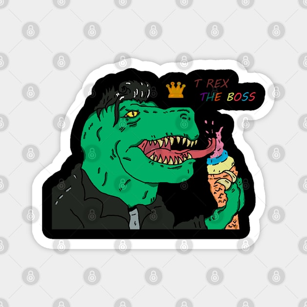 T rex eating ice cream Magnet by Ragna.cold