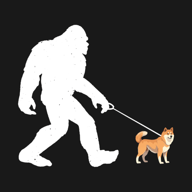 Bigfoot Walking Akita Dog Sasquatch by Wakzs3Arts