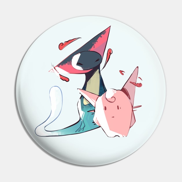 Blue & Pink Gremlin Pin by afterglow