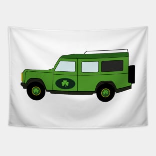 St. Patricks Day Clover Logo 4x4 Off-road Car Green Tapestry