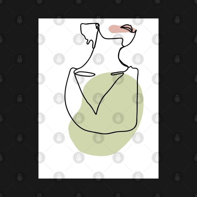 Minimal Line Drawing Woman Neck by Art Designs