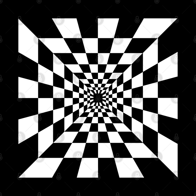 Psychedelic tunnel. Optical illusion. Black and white. by Ideas Design