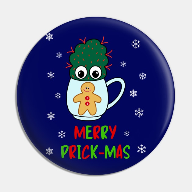 Merry Prick Mas - Small Cactus With Red Spikes In Christmas Mug Pin by DreamCactus