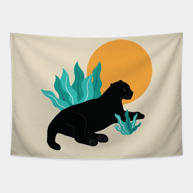Sunday chillout with black panther Tapestry by grafart