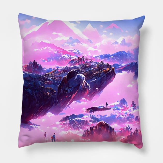 Sky Paradise of Rocky Mountains Peak Pillow by DaysuCollege