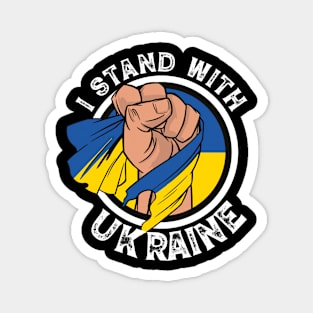 I Stand With Ukraine Fist Lifting Ukraine Flag Magnet