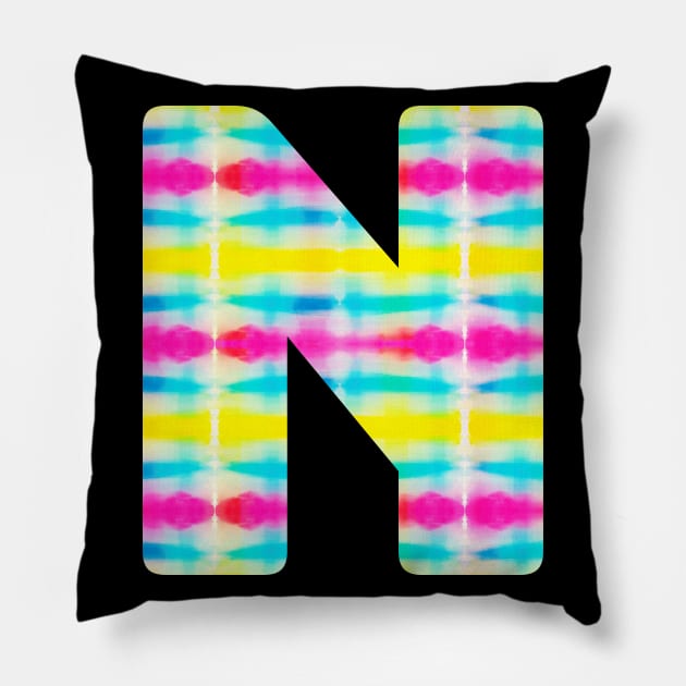 Tie Dye Alphabet N (Uppercase letter n), Letter N Pillow by maro_00