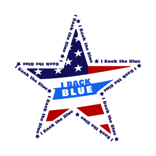 i back the blue text in star T-Shirt