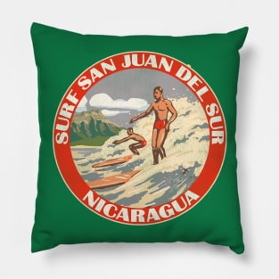 Surf Nicaragua San Juan Del Sur Vintage Travel Pillow