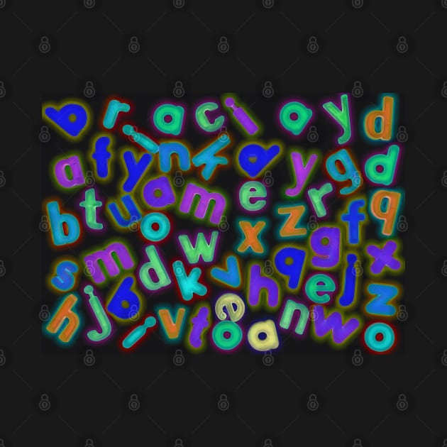 Jumbled Multi Coloured Letters Dark by Russell102